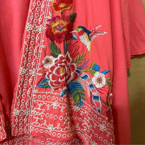 Johnny Was Embroidered Hummingbird Cardigan Sweater Wrap Open Front Pink Size M - Picture 3 of 15